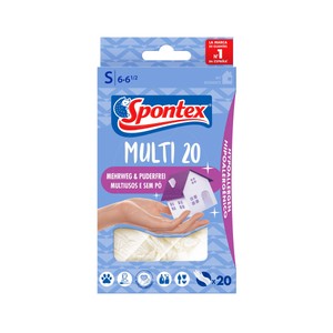 Spontex Guante de Vinilo Multi20, Talla S, 6-61/2 Spontex 20 Uds.