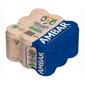 Imagen de AMBAR Cerveza triple zero tostada pack 9 latas 33 cl.