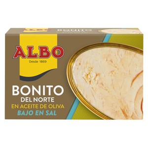ALBO Bonito del norte en aceite de oliva con contenido reducido en sal lata de 82 g.