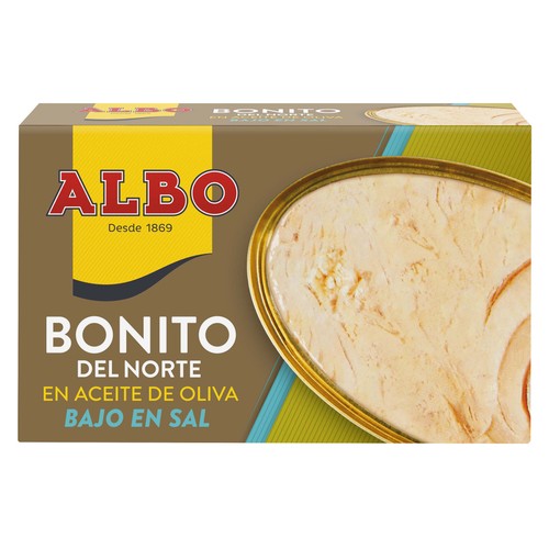 ALBO Bonito del norte en aceite de oliva con contenido reducido en sal lata de 82 g.