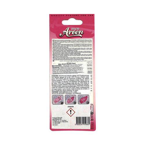 Ambientador de coche fabricado en celulosa para colgar, con olor a chicle AERON Mon classic.