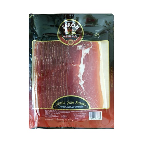 CHECA Jamón gran reserva con curación de más de 15 meses, cortado en finas lonchas con separador CHECA 250 g.