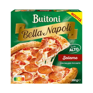 BUITONI Bella napoli Pizza de salami con salsa de salami picante y masa gruesa 380 g.