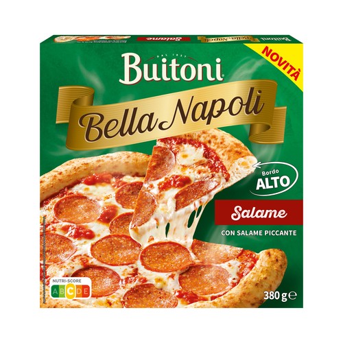 BUITONI Bella napoli Pizza de salami con salsa de salami picante y masa gruesa 380 g.