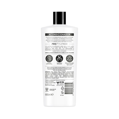 TRESEMMÉ Liso keratina Acondicionador con aceite de Marula, para cabello encrespado o dañado 685 ml.