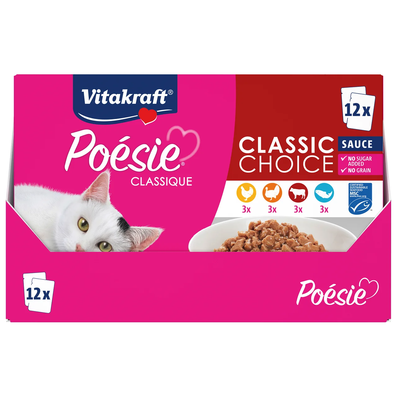 VITAKRAFT Pienso húmedo para gatos a base de carne en salsa VITAKRAFT Poesie Classic 12x85 gr.