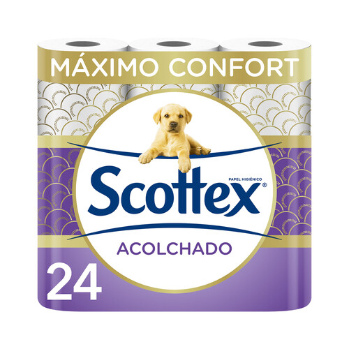 SCOTTEX Papel higiénico de triple capa y acolchado 24 rollos