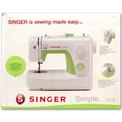 Máquina de coser SINGER Simple 3229, 29 puntadas, brazo libre, ojalador 4 pasos, devanador automático, luz.
