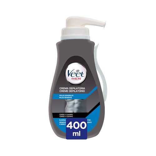 Imagen de Crema masculina depilatoria para torso y cuerpo, especial pieles sensibles VEET Men 400 ml.
