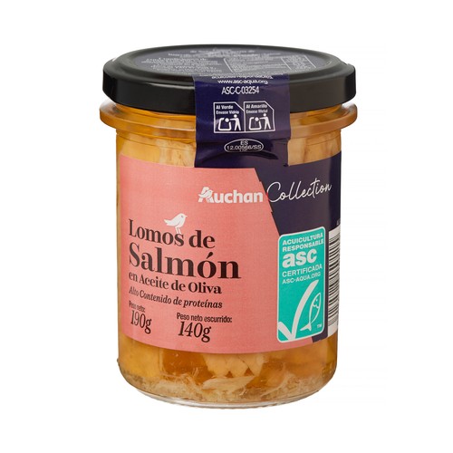 PRODUCTO ALCAMPO Lomos de salmón ASC en aceite de oliva tarro 140 g,