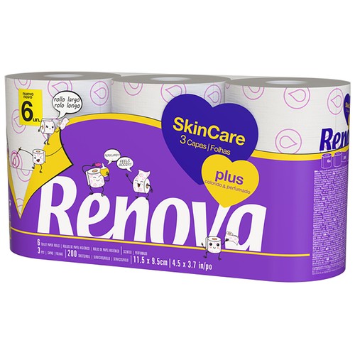 RENOVA SKIN CARE PLUS Papel higiénico compacto 6 rollos