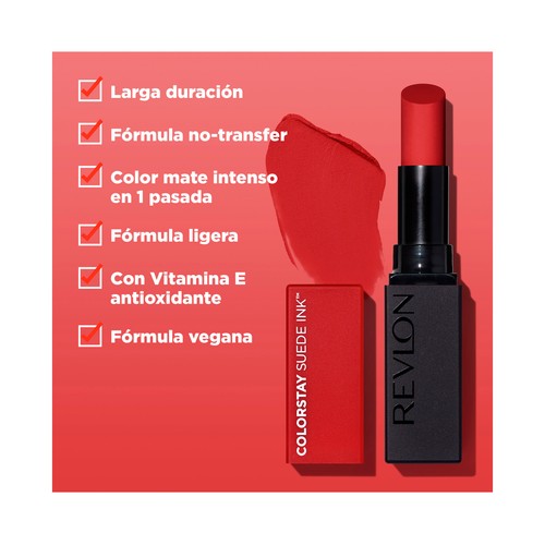 REVLON Colorstay suede ink Tono 016 Bread winner Barra de labios de larga duración con acabado mate.