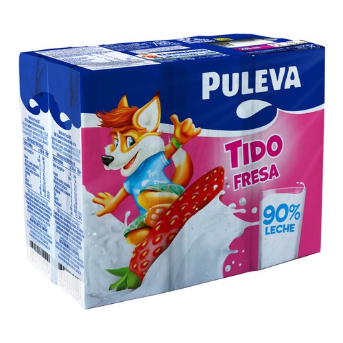 Batido con sabor a fresa, elaborado con un 90% de leche PULEVA 6 x 200 ml.