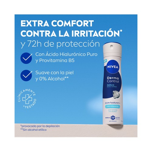 NIVEA Derma control defend Desodorante en spray unisex , antitranspirante hasta 72 horas 250 ml.