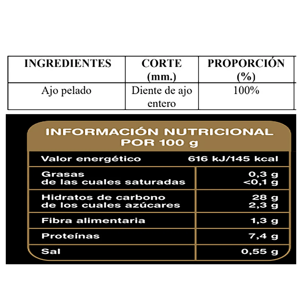 Ajo pelado 100 g.