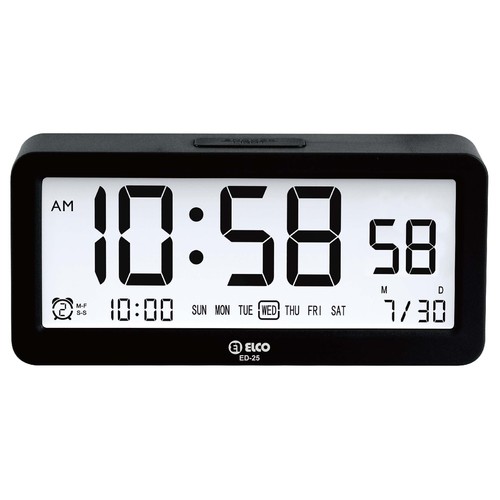 Despertador digital ELCO ED-25, 3 grupos de alarma, luz de pantalla blanca.