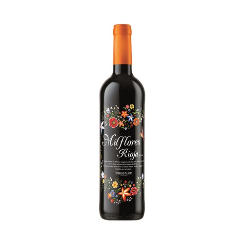 Vino tinto con denominación de origen calificada Rioja MILFLORES botella de 75 cl.