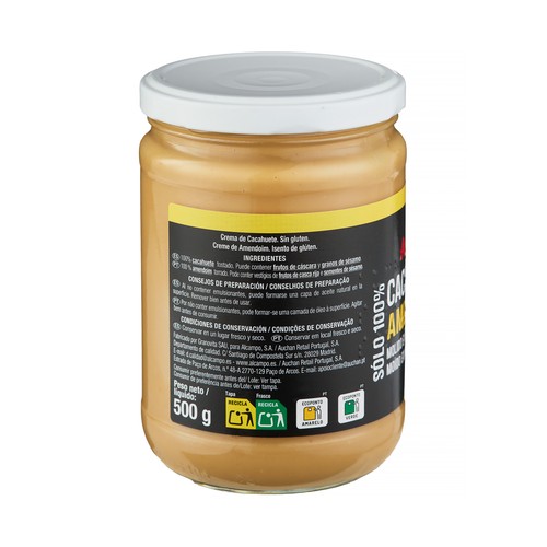 PRODUCTO ALCAMPO Crema de cacahuete (100% cacahuete molido en molino de piedra) 500 g
