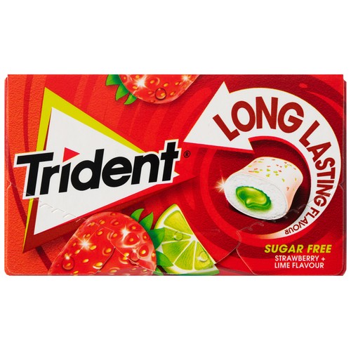 TRIDENT Chicles gragea rellenos de fresa y lima 22 g.