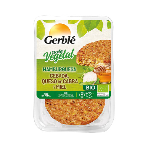 GERBLÉ Hamburguesas vegetales de cebada, queso de cabra y miel, ecológicas GERBLÉ 2 uds. 200 g.