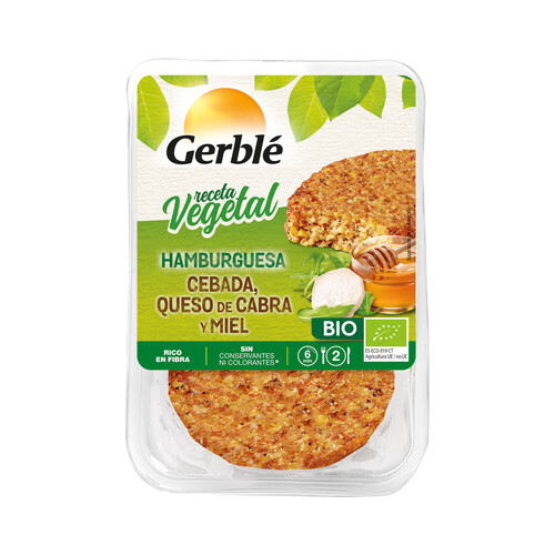 Hamburguesas vegetales de cebada, queso de cabra y miel, ecológicas GERBLÉ 2 uds. 200 g.