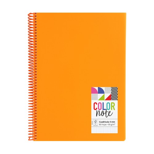 Cuaderno de cuadrícula de 4mm A4 80H 90G, color naranja, GRAFOPLAS.