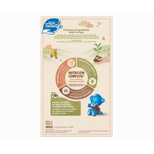 NESTLÉ Papilla de 8 cereales con cacao, sin azúcares añadidos, a partir de 12 meses 475 g.