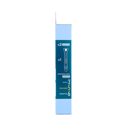 COSMIA Activ Maquinilla de afeitar recargable + 2 cabezales giratorios de 3 hojas.