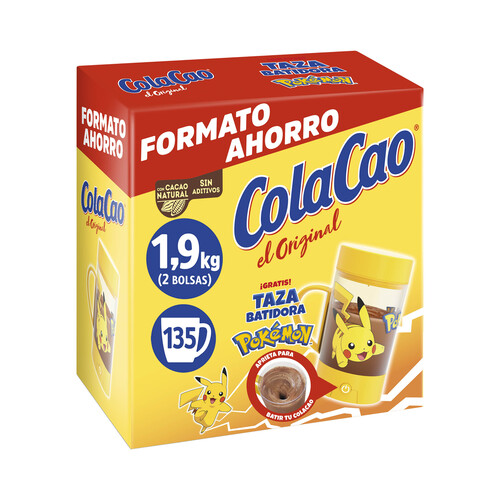 Cacao en polvo original, natural y sin aditivos, formato ahorro COLACAO ORIGINAL 1,9 kg.