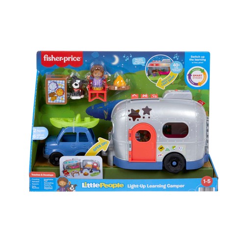 Coche con caravana Vehículo camper con luces y sonidos, FISHER PRICE Little People MATTEL HJN41.