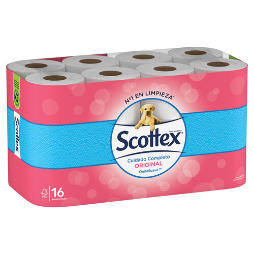 SCOTTEX Papel higiénico, Original, con toque de algodón 16 rollos