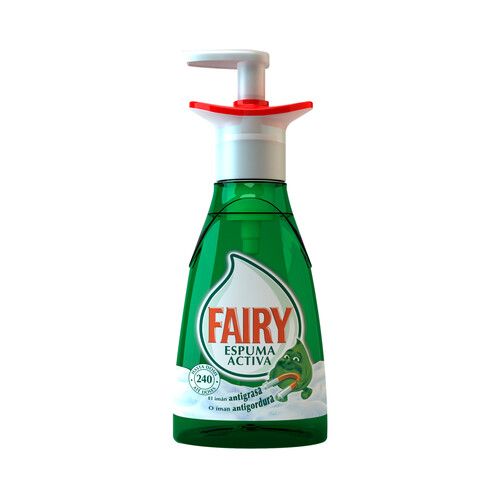 Detergente lavavajillas espuma activa antigrasa FAIRY 375 ml.