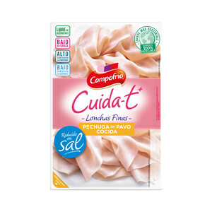 Imagen de CAMPOFRÍO Pechuga de pavo reducida en sal y cortada en finas lonchas CAMPOFRÍO Cuida-t 115 g.