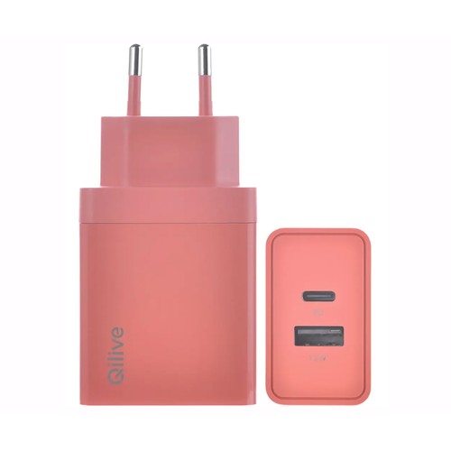 Cargador de casa QILIVE  USB A a USB C, color rojo