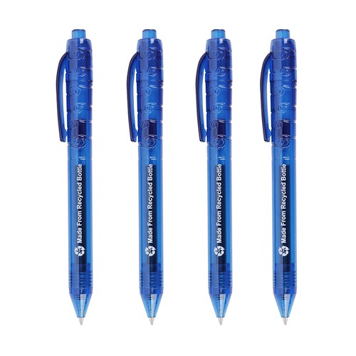 4 Boligrafos Retractiles Azul Reciclados AUCHAN.