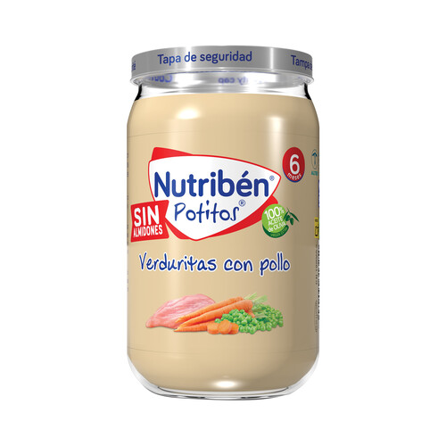 NUTRIBÉN Potitos® de pollo con con guisantes y zanahorias a partir de 6 meses 235 g.