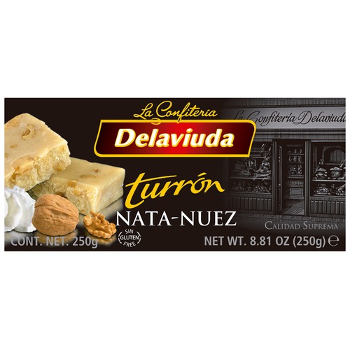 DELAVIUDA Turrón nata y nuez 250 g.