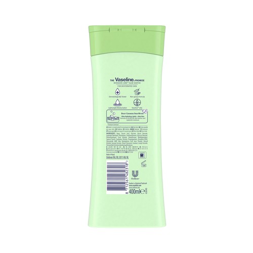 VASELINE Aloe soothe Loción corporal hidratante con aloe vera, para pieles secas 400 ml.