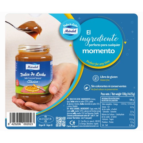 MARDEL Dulce de leche pack 4 uds monodosis 4 x 25g.