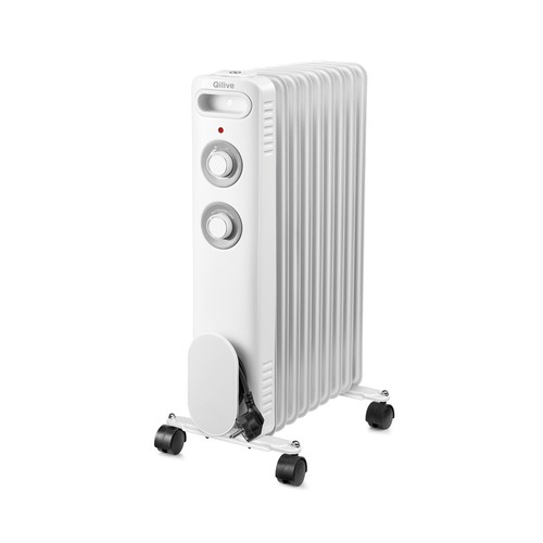 Radiador de aceite QILIVE Q.6253 blanco, 2000W, 4 niveles.