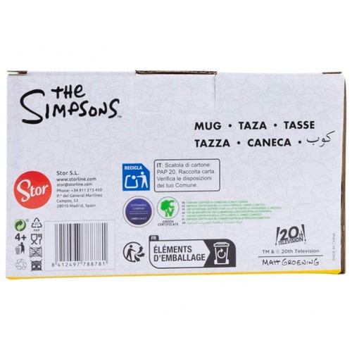 Taza de cerámica 3d 385ml de Homer Simpsons caja regalo, THE SIMPSONS