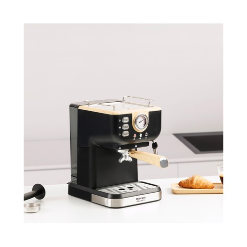 Cafetera expresso TAURUS Onyx Moka CM1050P, 1050W, presión 20bar, 2 tazas, café molido, capacidad 1,5L.