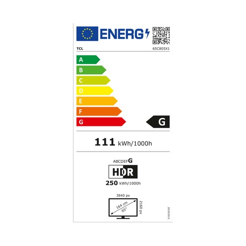 Televisión 165,1cm (65") MINI LED TCL 65C805 4K, HDR10, GOOGLE TV, WIFI, BLUETOOTH, TDT T2, USB reproductor, 4HDMI, 144HZ.