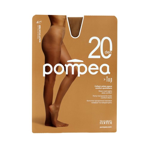 Panty transparente mate, 20den, POMPEA, color polvere, talla L.