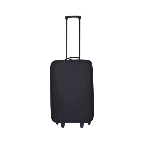Maleta mediana flexible con 2 ruedas, de poliéster, color negro, tamaño 59cm, PRODUCTO ECONÓMICO ALCAMPO.