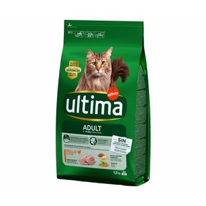 Pienso para gatos adultos a base de pollo y arroz bolsa 1,5 kg.