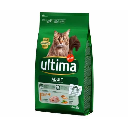 ULTIMA Pienso para gatos adultos a base de pollo y arroz bolsa 1,5 kg.