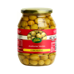 Imagen de CUATRO CAMINOS Aceitunas verdes con hueso CUATRO CAMINOS 600 g.