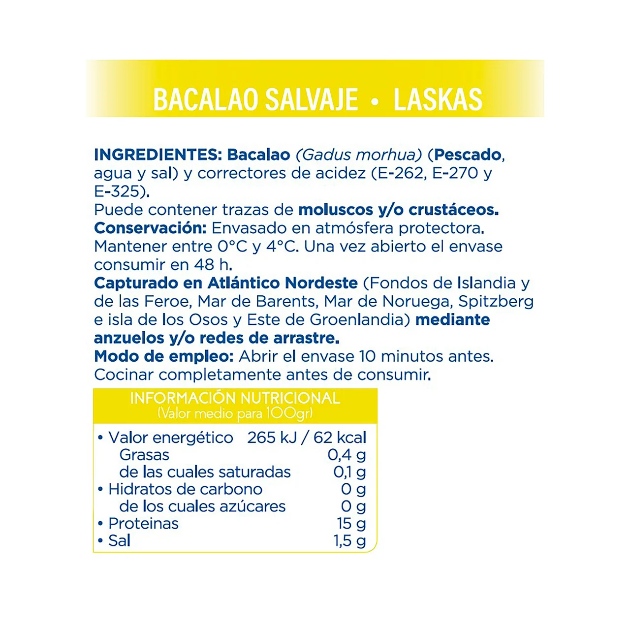 ALKORTA Laskas de bacalao desalado ALKORTA 250 g.