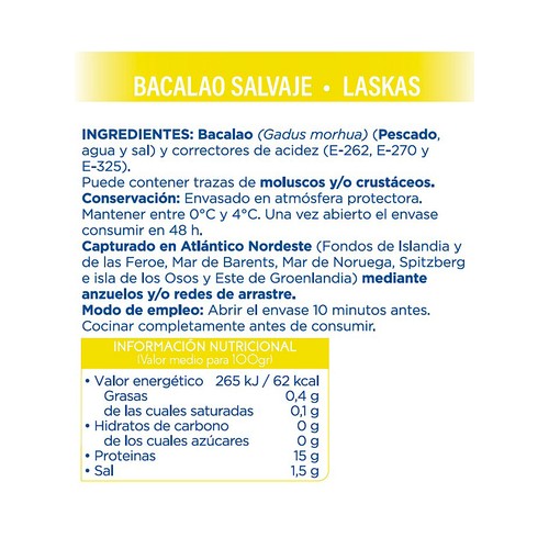ALKORTA Laskas de bacalao desalado ALKORTA 250 g.
